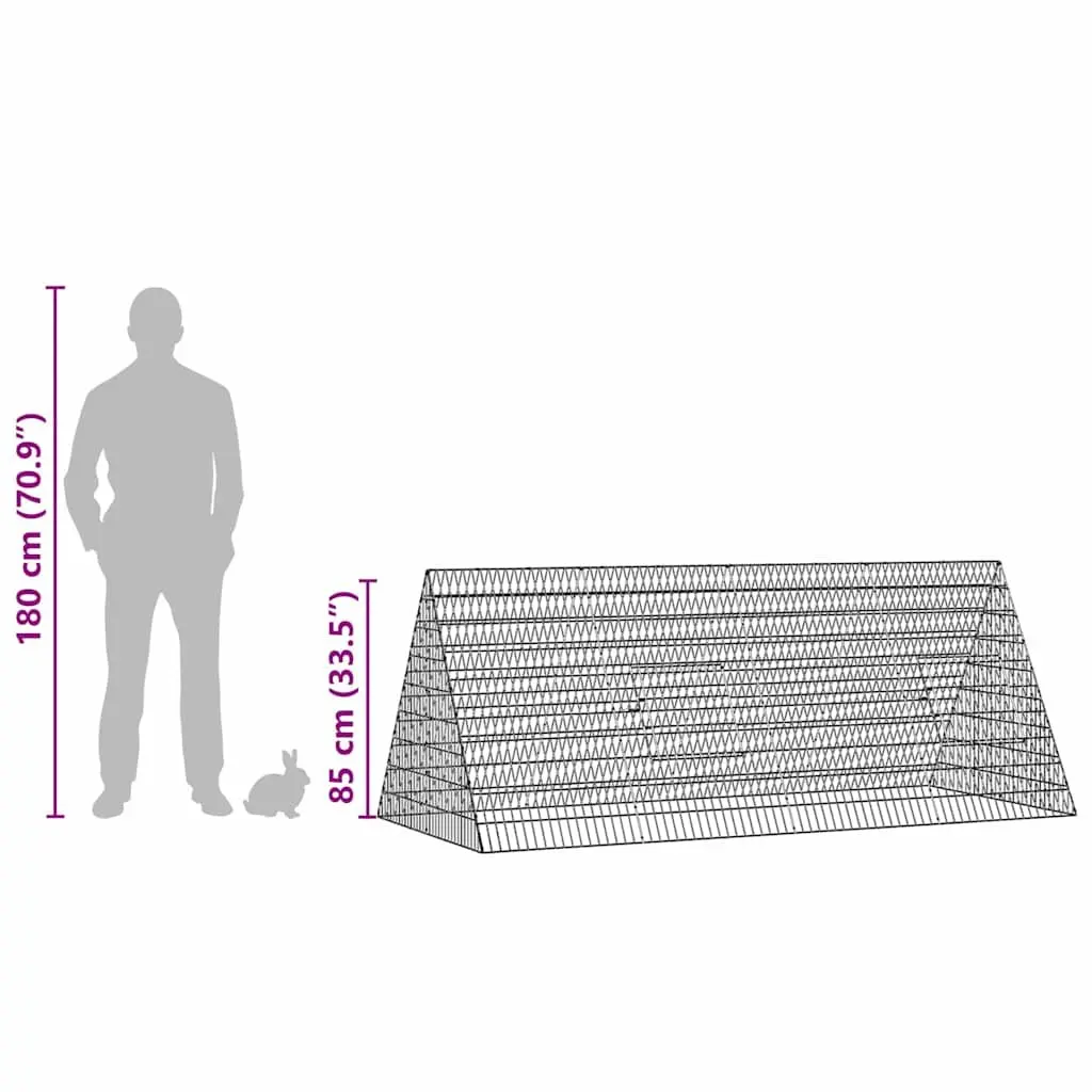 Rabbit Cage Outdoor Galvanised Steel Silver 215 x 100 x 85 cm Weatherproof Pet