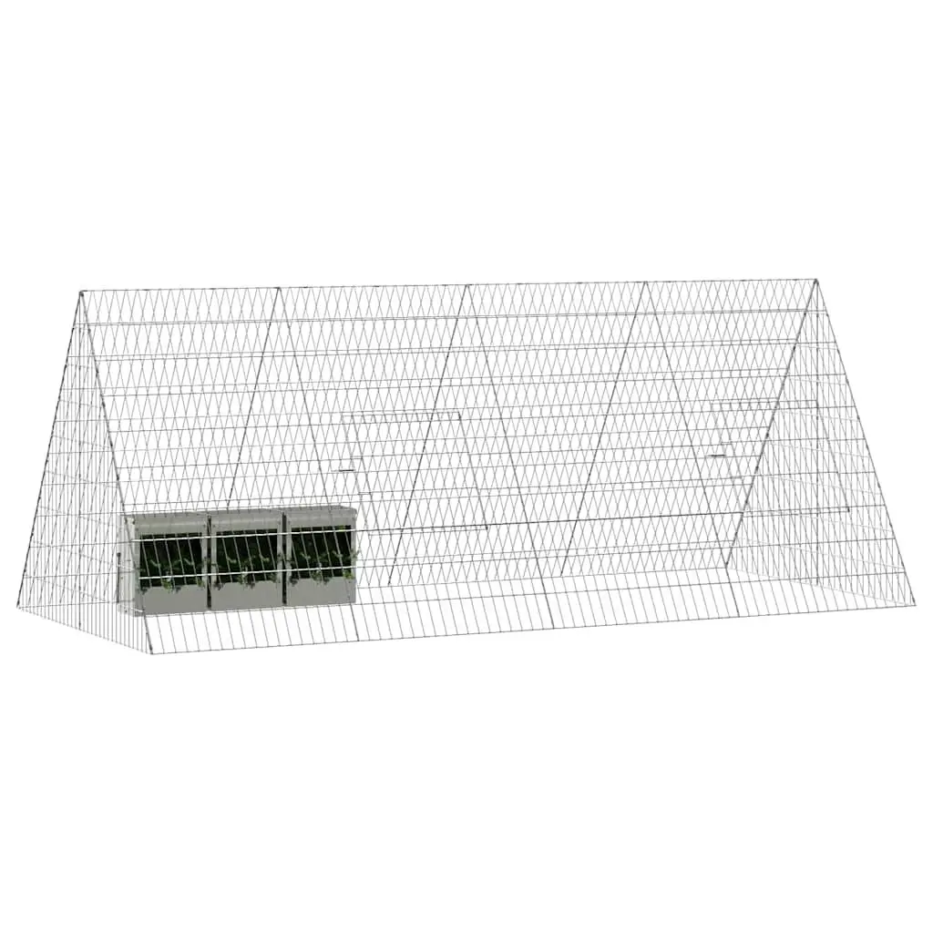 Rabbit Cage Outdoor Galvanised Steel Silver 215 x 100 x 85 cm Weatherproof Pet