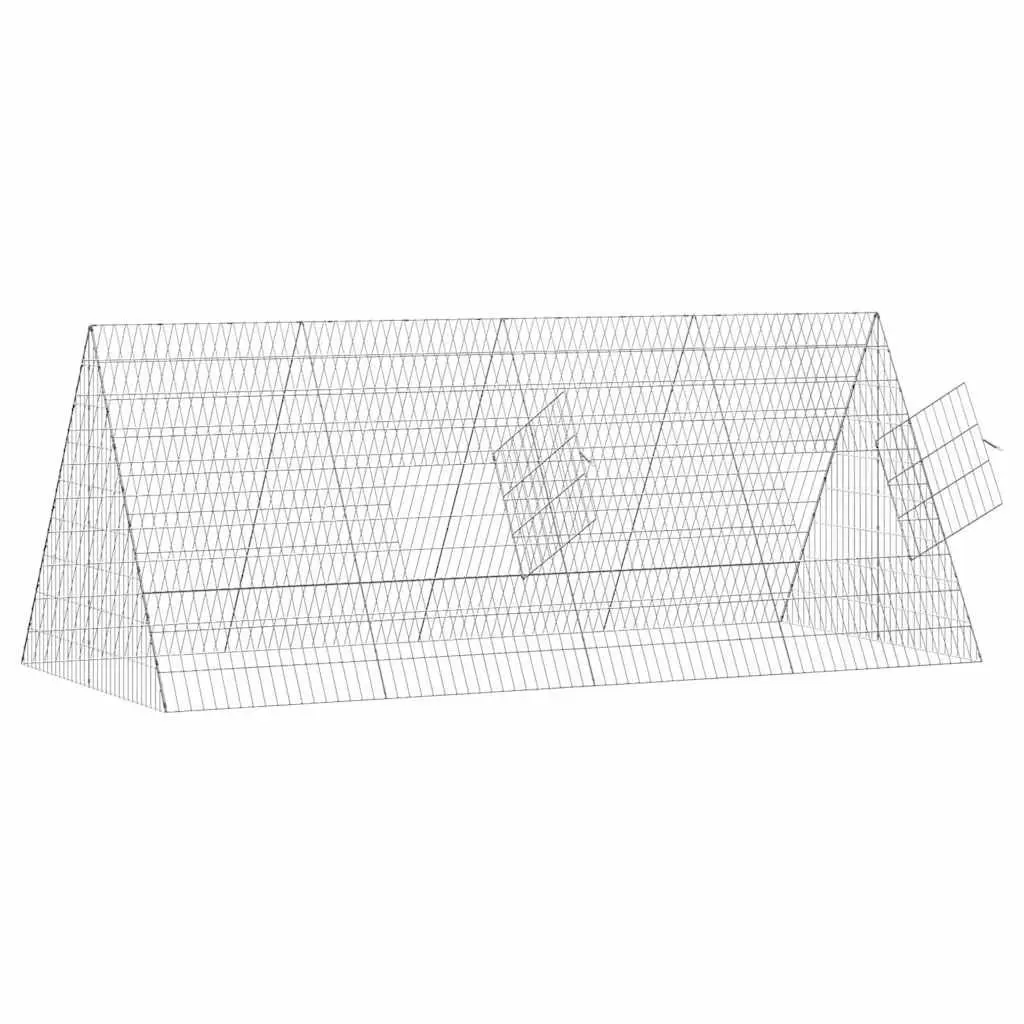 Rabbit Cage Outdoor Galvanised Steel Silver 215 x 100 x 85 cm Weatherproof Pet