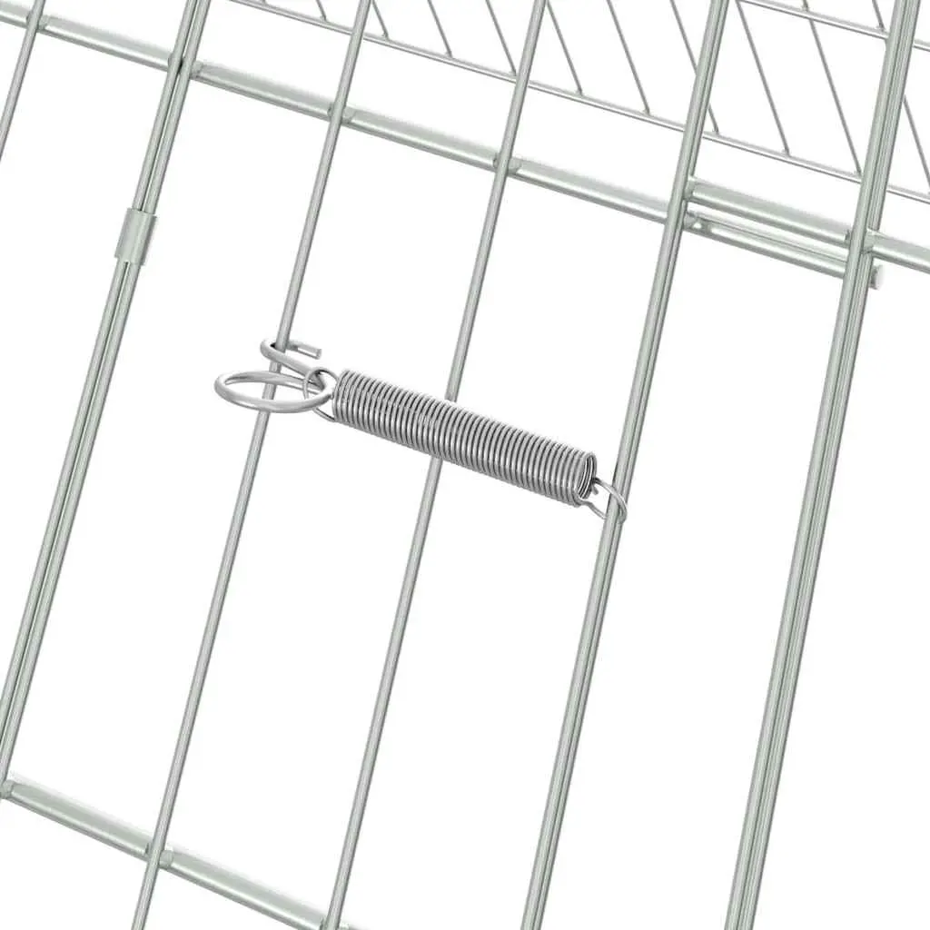 Rabbit Cage Outdoor Galvanised Steel Silver 215 x 100 x 85 cm Weatherproof Pet