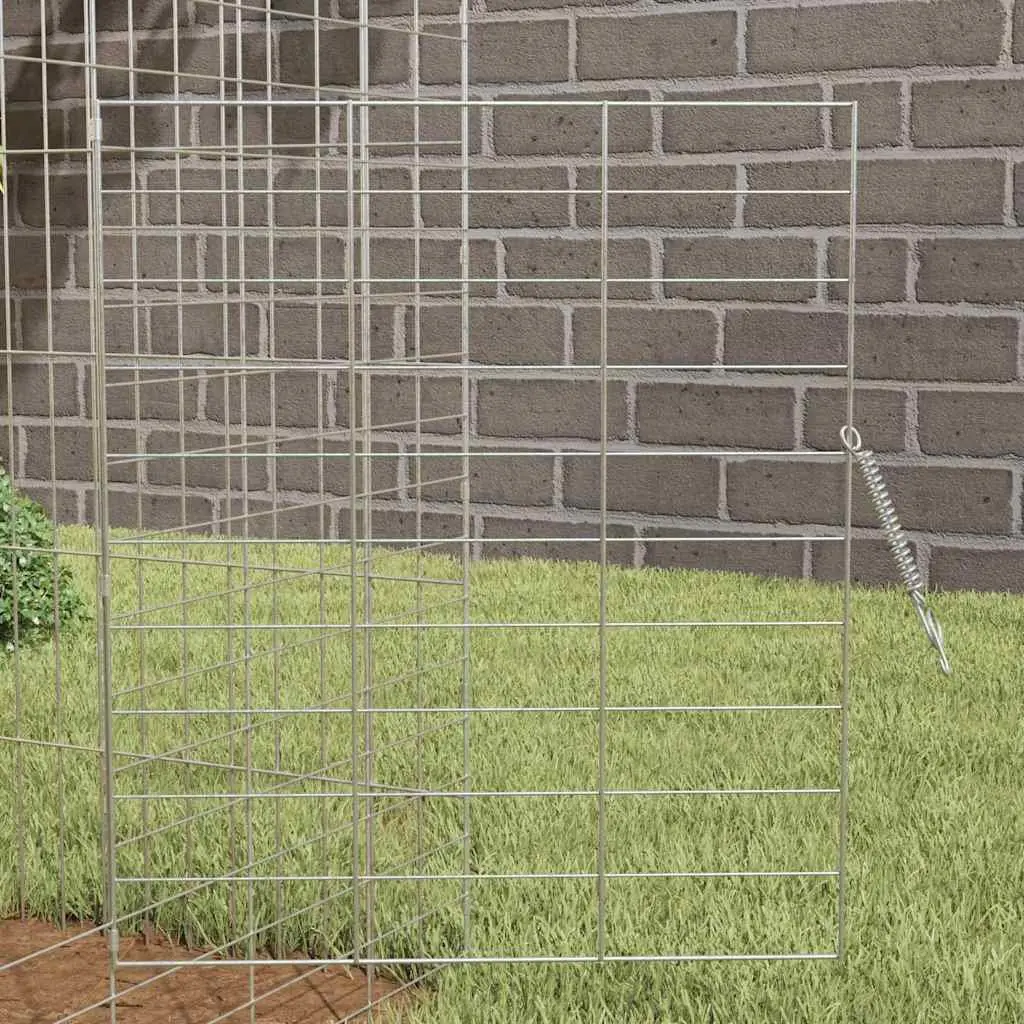 Rabbit Cage Galvanised Steel Outdoor Habitat 200x78x78cm Silver