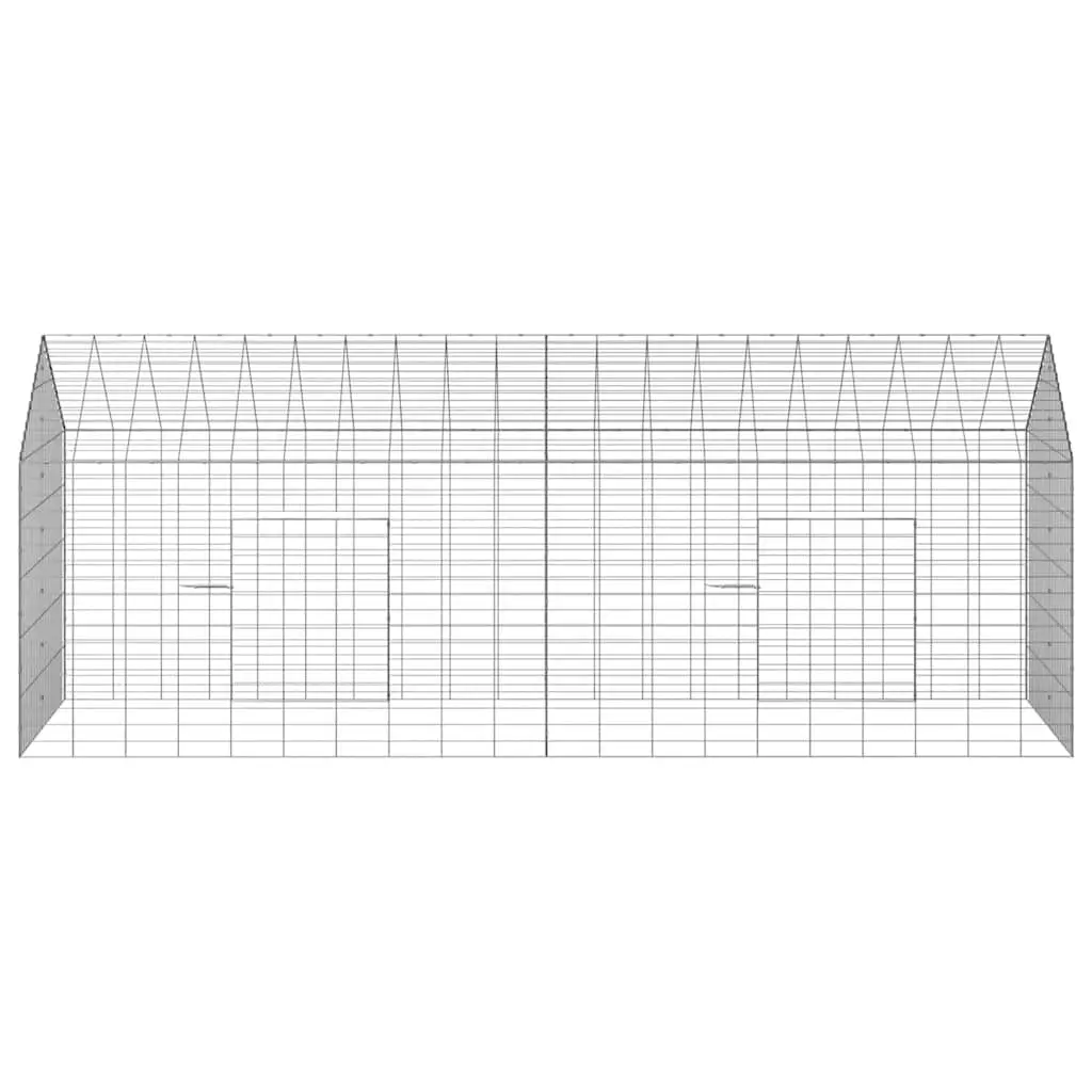 Rabbit Cage Galvanised Steel Outdoor Habitat 200x78x78cm Silver