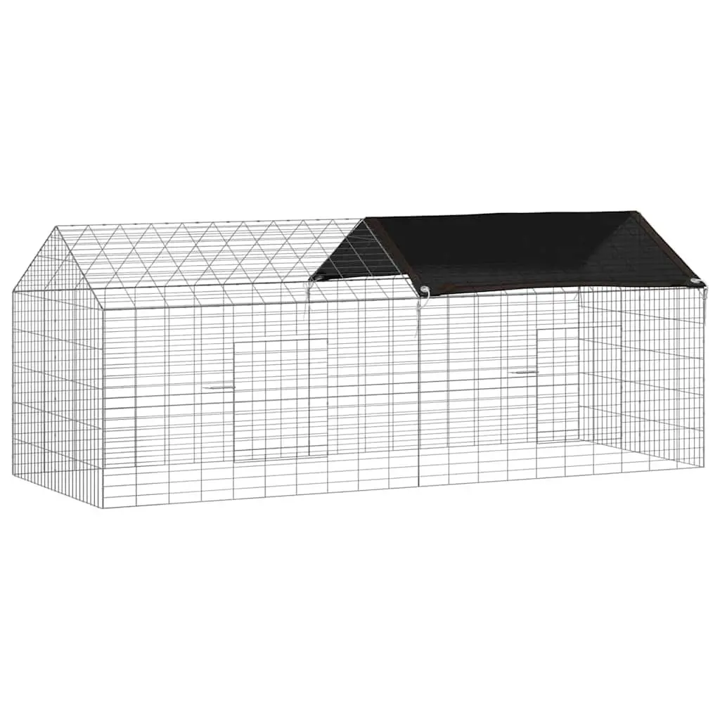 Rabbit Cage Outdoor Silver 200 x 78 x 78 cm Galvanised Steel Garden Pet Habitat
