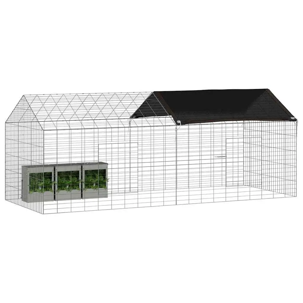 Rabbit Cage Outdoor Silver 200 x 78 x 78 cm Galvanised Steel Garden Pet Habitat