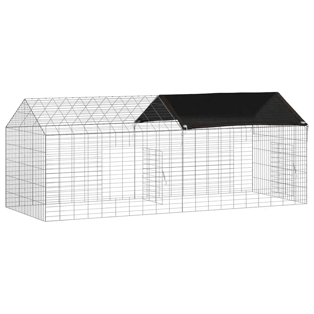 Rabbit Cage Outdoor Silver 200 x 78 x 78 cm Galvanised Steel Garden Pet Habitat