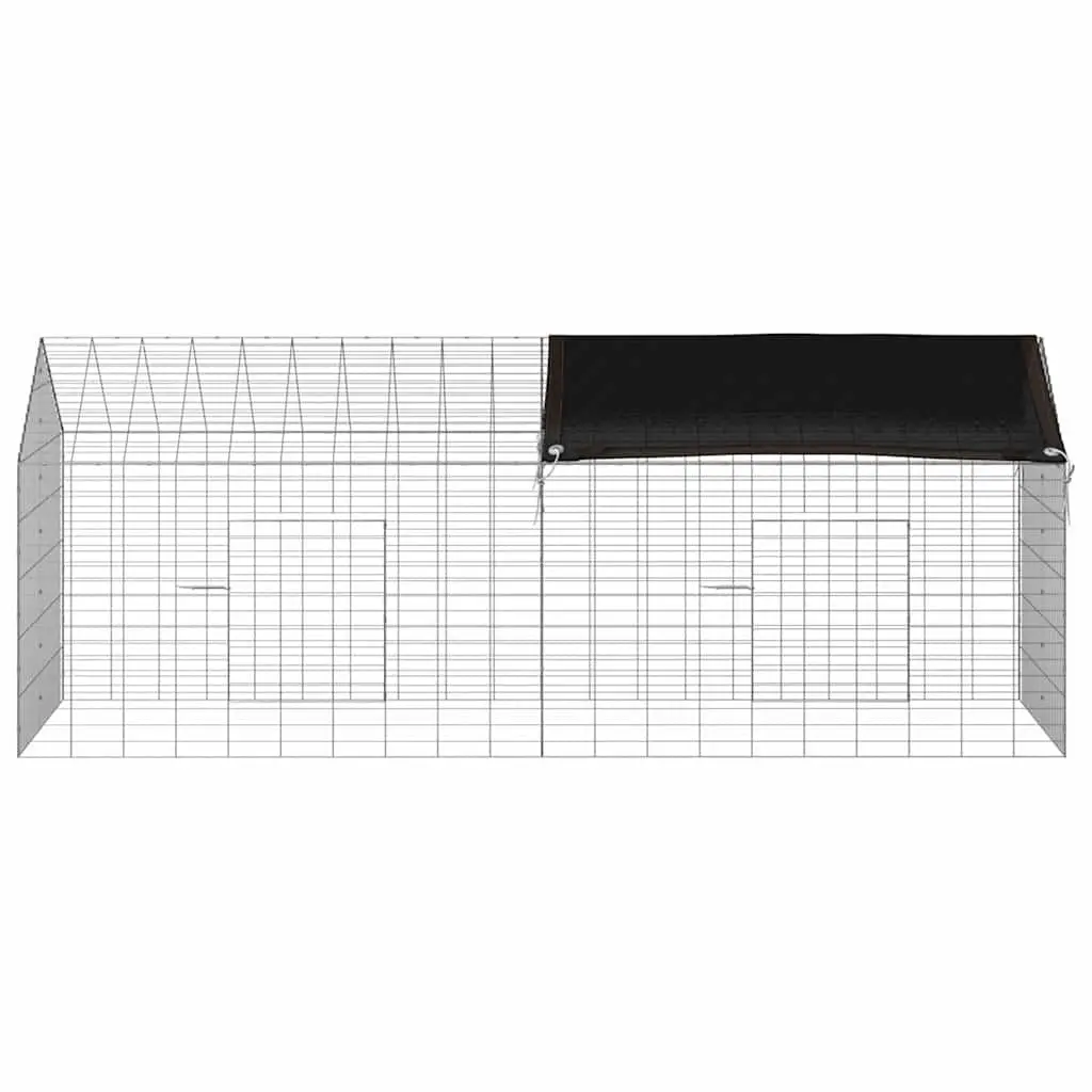 Rabbit Cage Outdoor Silver 200 x 78 x 78 cm Galvanised Steel Garden Pet Habitat