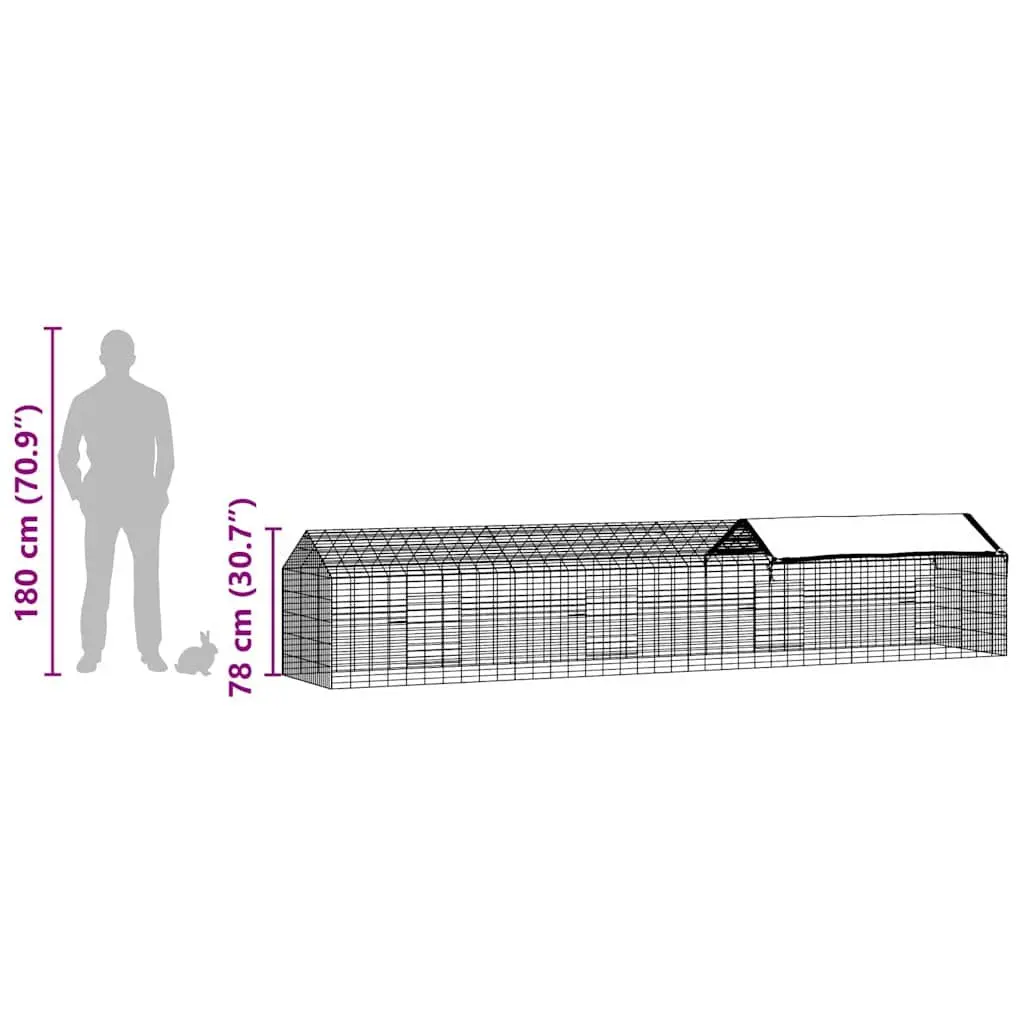 Rabbit Cage Galvanized Steel Weatherproof Outdoor 400x78x78cm