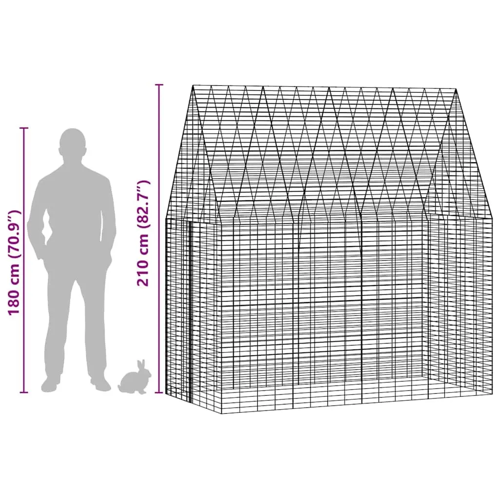 Rabbit Cage Galvanised Steel Outdoor Hutch 200x100x210cm