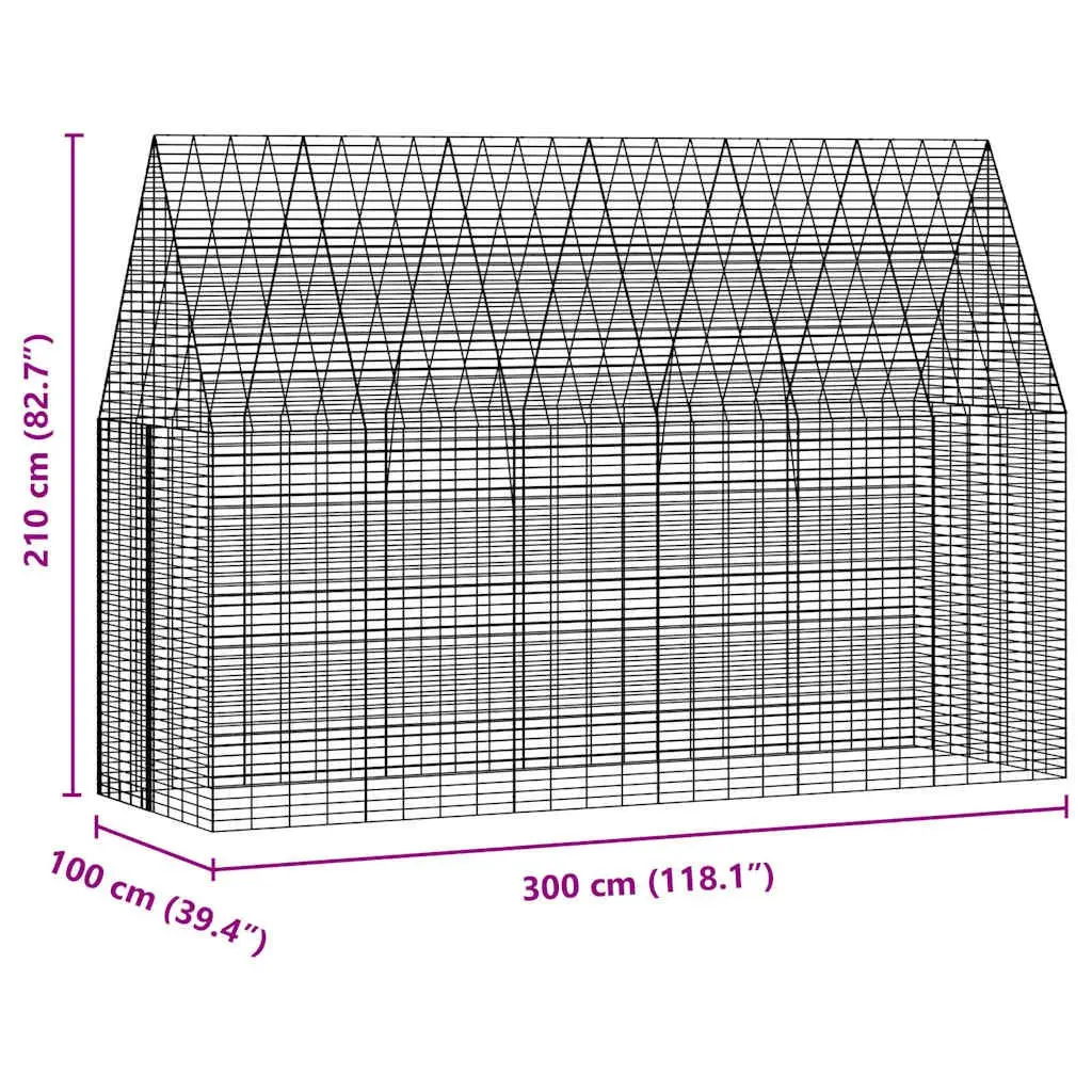 Small Animal Outdoor Cage Galvanised Steel 300x100x210cm