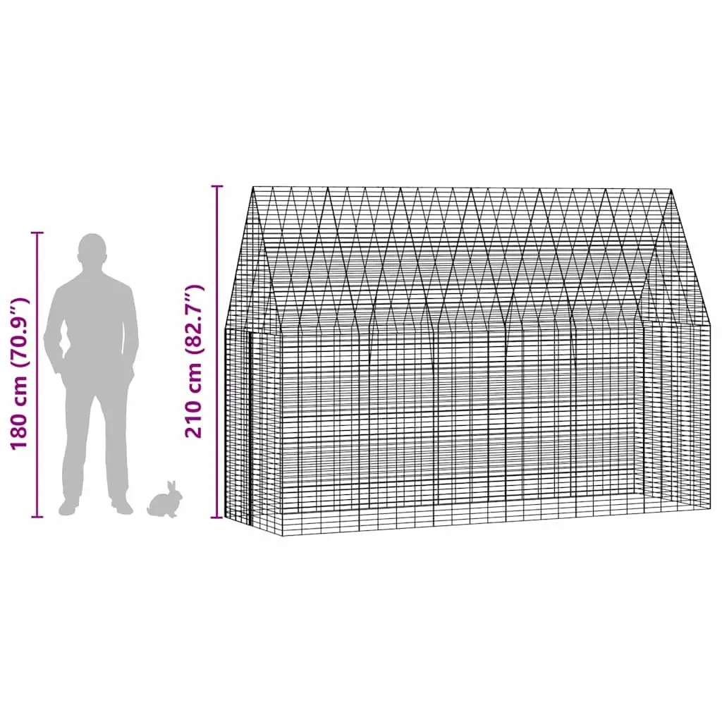 Small Animal Outdoor Cage Galvanised Steel 300x100x210cm