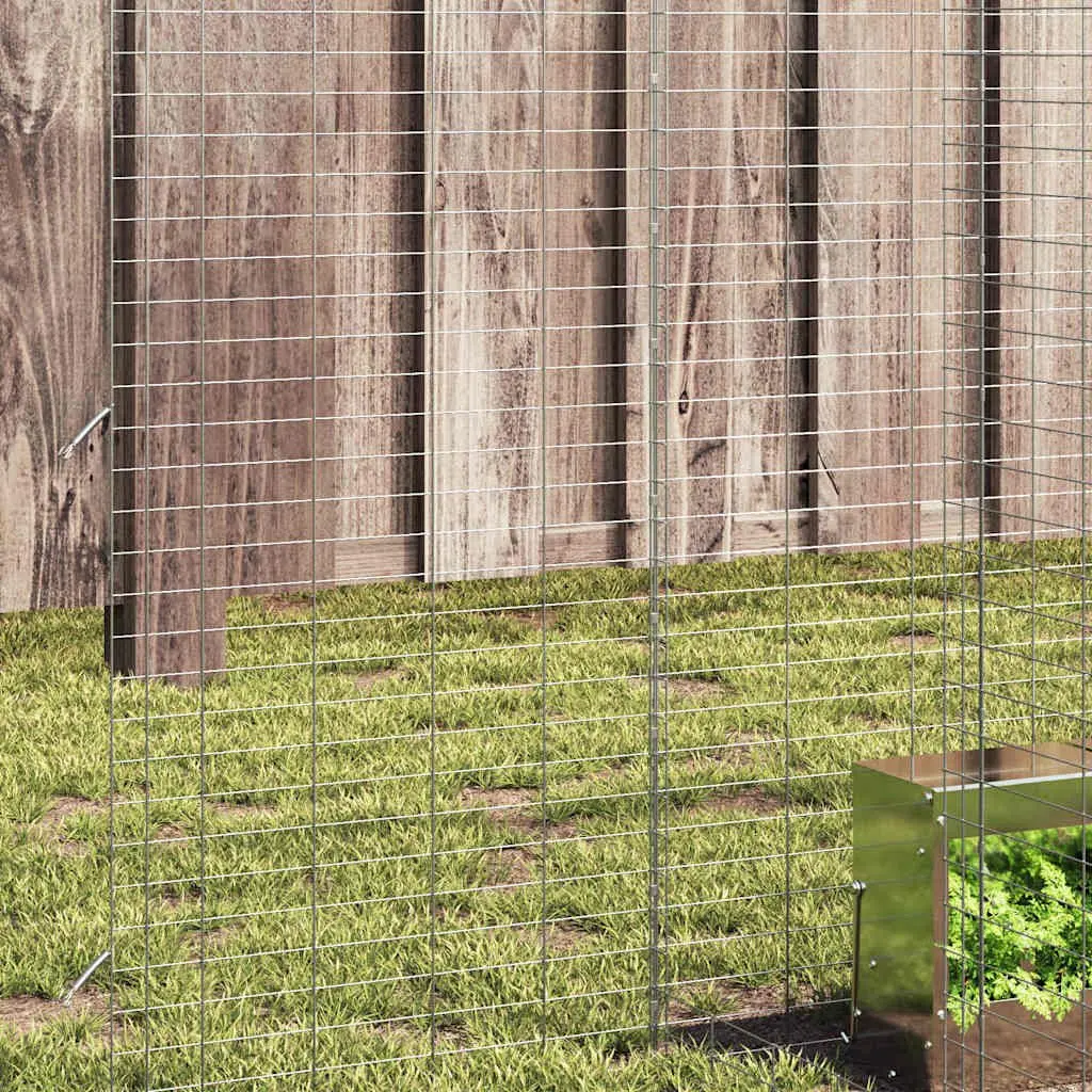 Outdoor Rabbit Cage Galvanised Steel Silver 400 x 100 x 210 cm