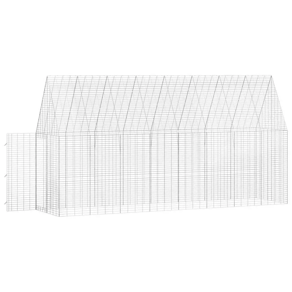 Outdoor Rabbit Cage Galvanised Steel Silver 400 x 100 x 210 cm