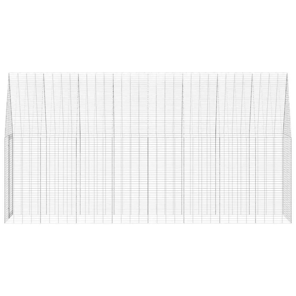 Outdoor Rabbit Cage Galvanised Steel Silver 400 x 100 x 210 cm