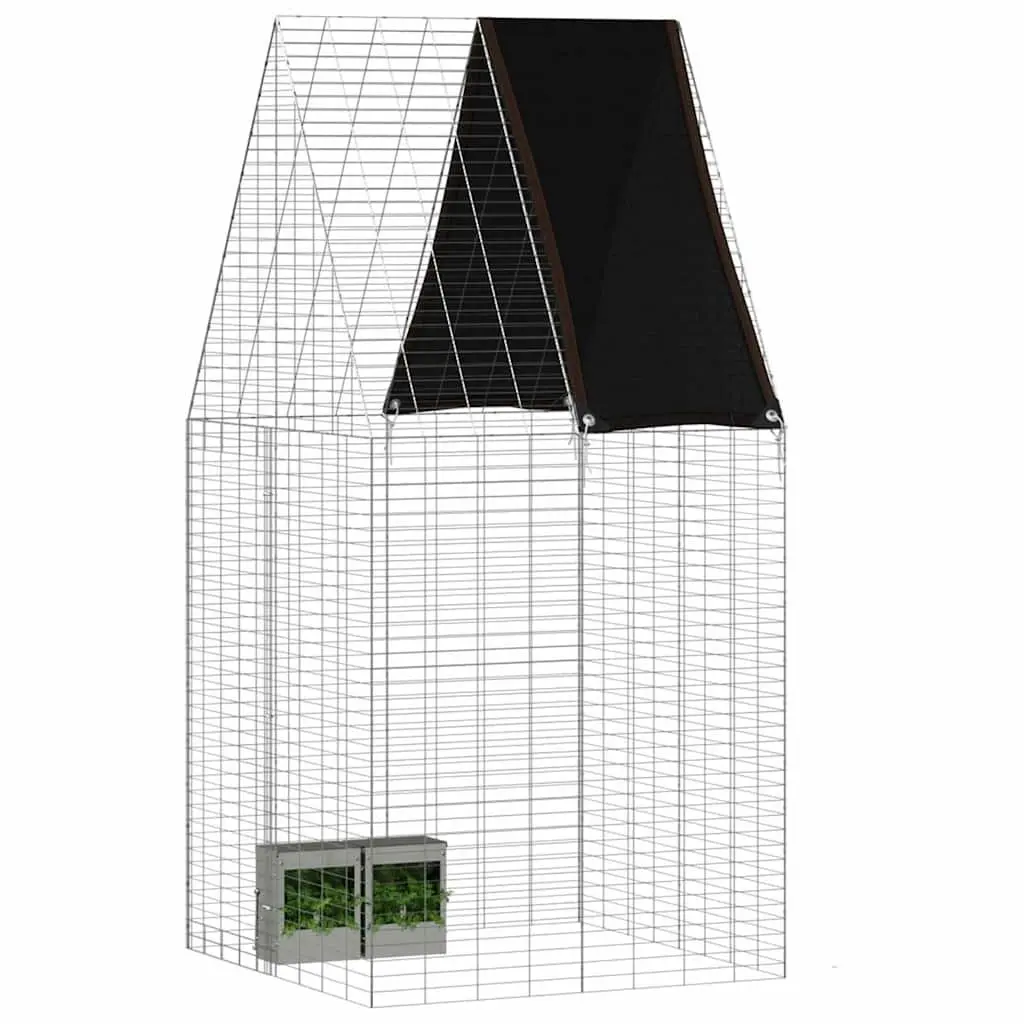 Small Animal Outdoor Habitat Galvanised Steel Silver 100x100x210cm