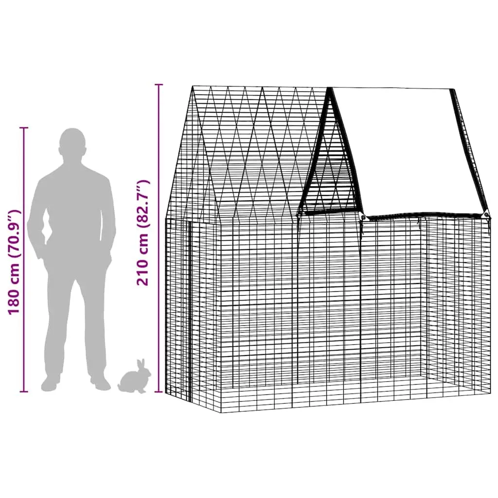 Small Animal Habitat Cage Galvanised Steel Outdoor Silver 200x100x210cm
