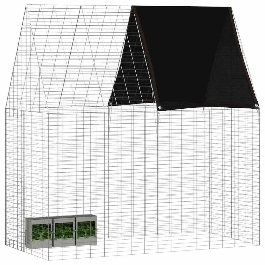 Small Animal Habitat Cage Galvanised Steel Outdoor Silver 200x100x210cm