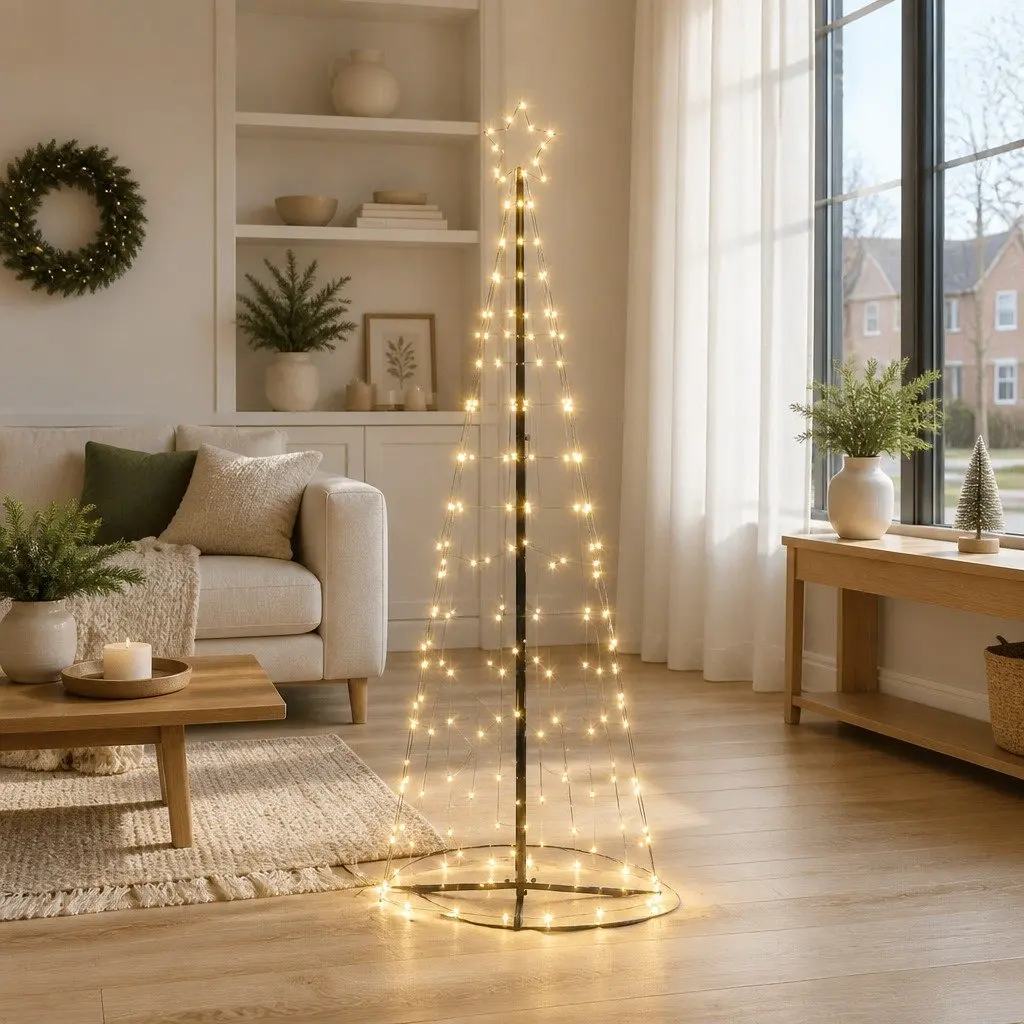 LED Christmas Tree Warm White 100x100x250cm Iron Frame 8 Flash Modes