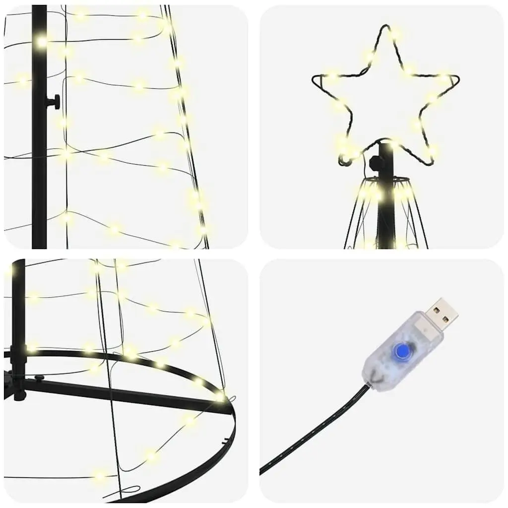 LED Christmas Tree Warm White 100x100x250cm Iron Frame 8 Flash Modes