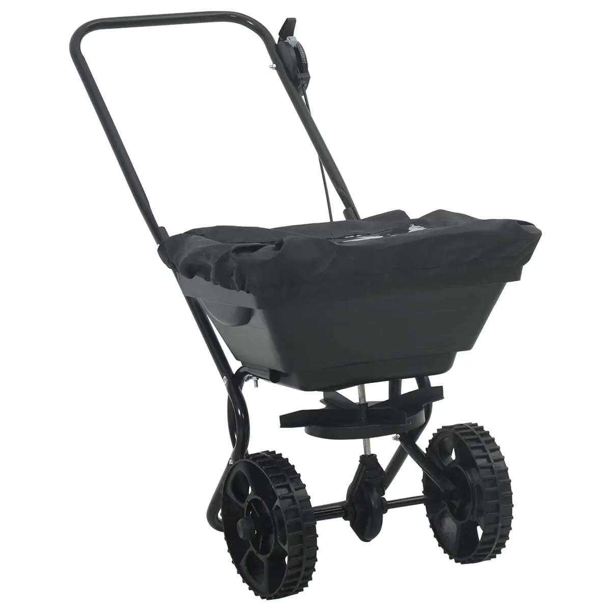 Spreader Black 82 x 46 x 75 cm PVC Steel Lawn Garden Fertiliser Seed Outdoor