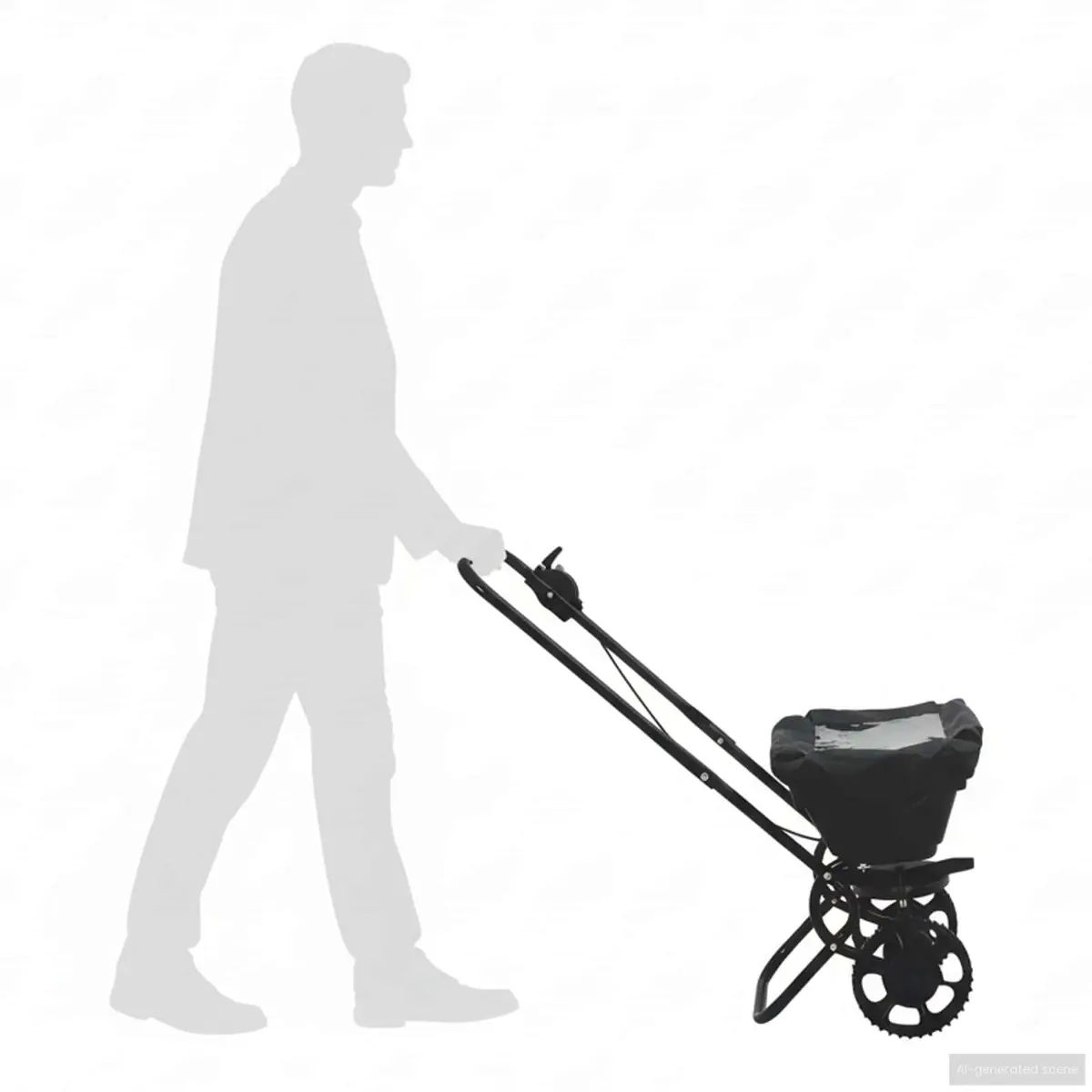 Spreader Black 82 x 46 x 75 cm PVC Steel Lawn Garden Fertiliser Seed Outdoor