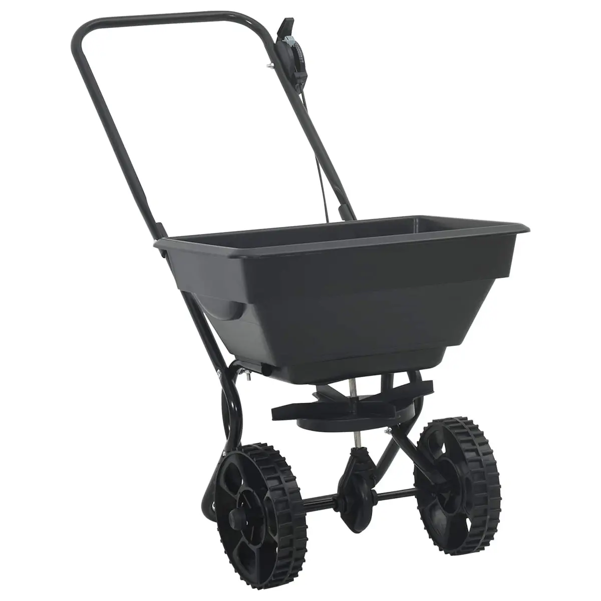 Spreader Black 82 x 46 x 75 cm PVC Steel Lawn Garden Fertiliser Seed Outdoor
