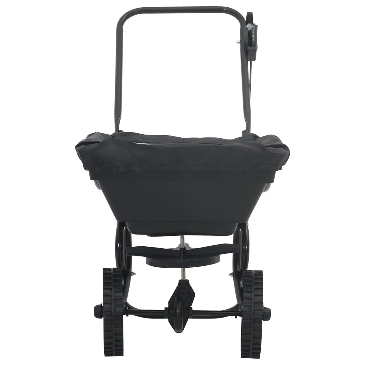 Spreader Black 82 x 46 x 75 cm PVC Steel Lawn Garden Fertiliser Seed Outdoor