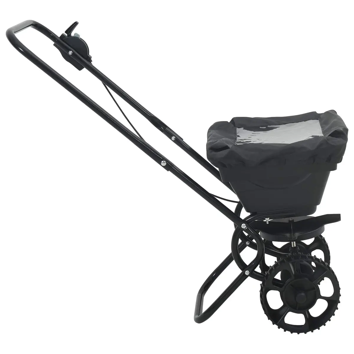 Spreader Black 82 x 46 x 75 cm PVC Steel Lawn Garden Fertiliser Seed Outdoor