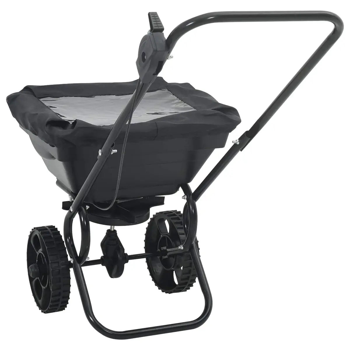 Spreader Black 82 x 46 x 75 cm PVC Steel Lawn Garden Fertiliser Seed Outdoor