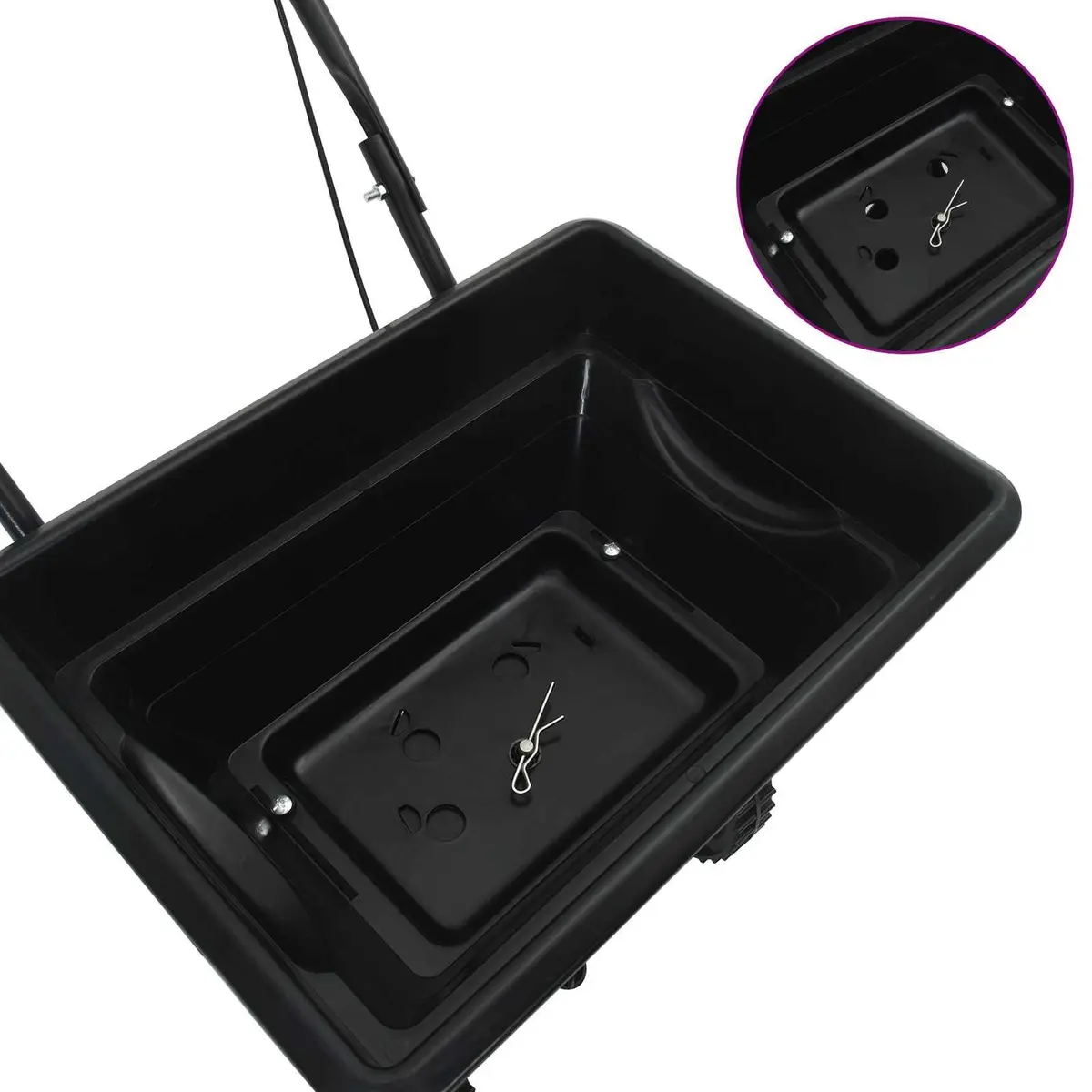 Spreader Black 82 x 46 x 75 cm PVC Steel Lawn Garden Fertiliser Seed Outdoor