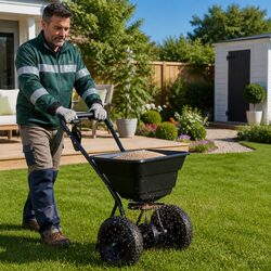 Spreader Garden Tool Black Outdoor Lawn Seed Fertiliser Spreading Equipment