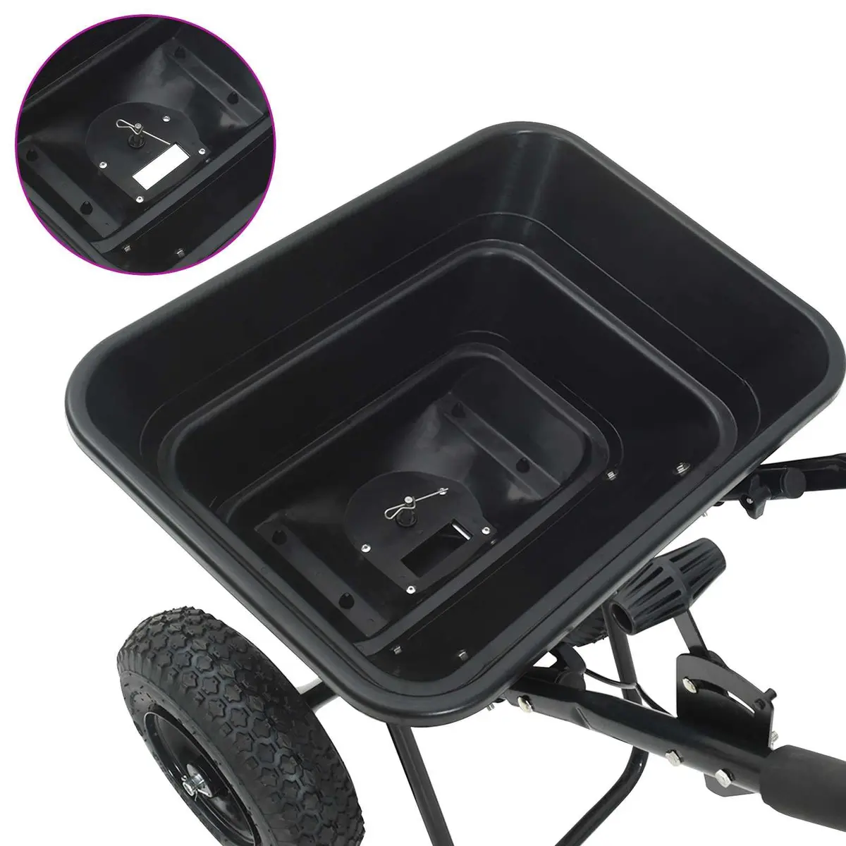 Spreader Garden Tool Black Outdoor Lawn Seed Fertiliser Spreading Equipment