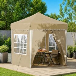 Pop-up Party Tent 195x195x245cm Outdoor Gazebo Cream Oxford Fabric Garden Canopy