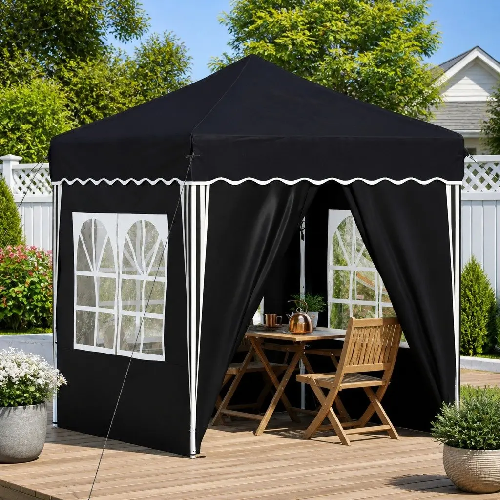Pop-up Party Tent Adjustable Height 195x195x245cm Outdoor Canopy Gazebo Anthracite
