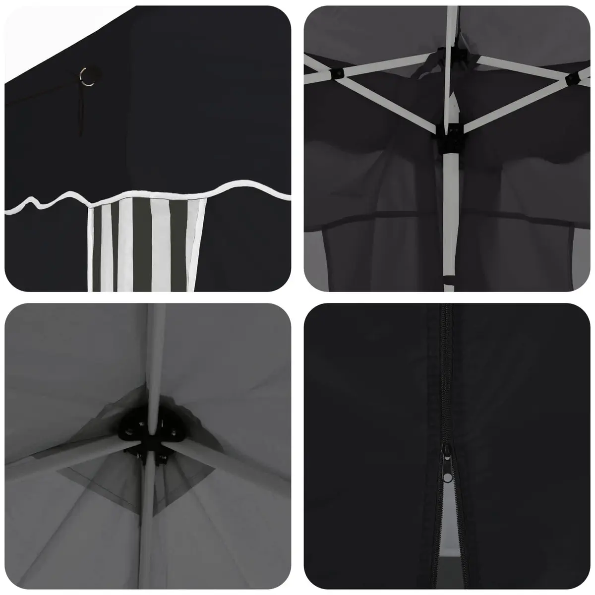 Pop-up Party Tent Adjustable Height 195x195x245cm Outdoor Canopy Gazebo Anthracite