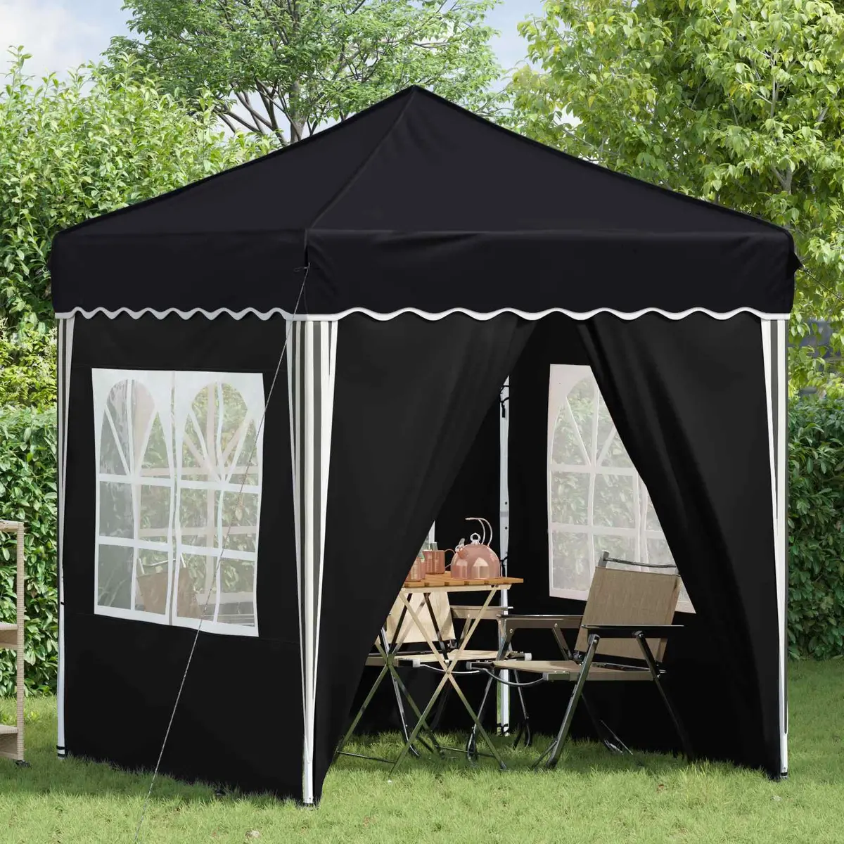 Pop-up Party Tent Adjustable Height 195x195x245cm Outdoor Canopy Gazebo Anthracite
