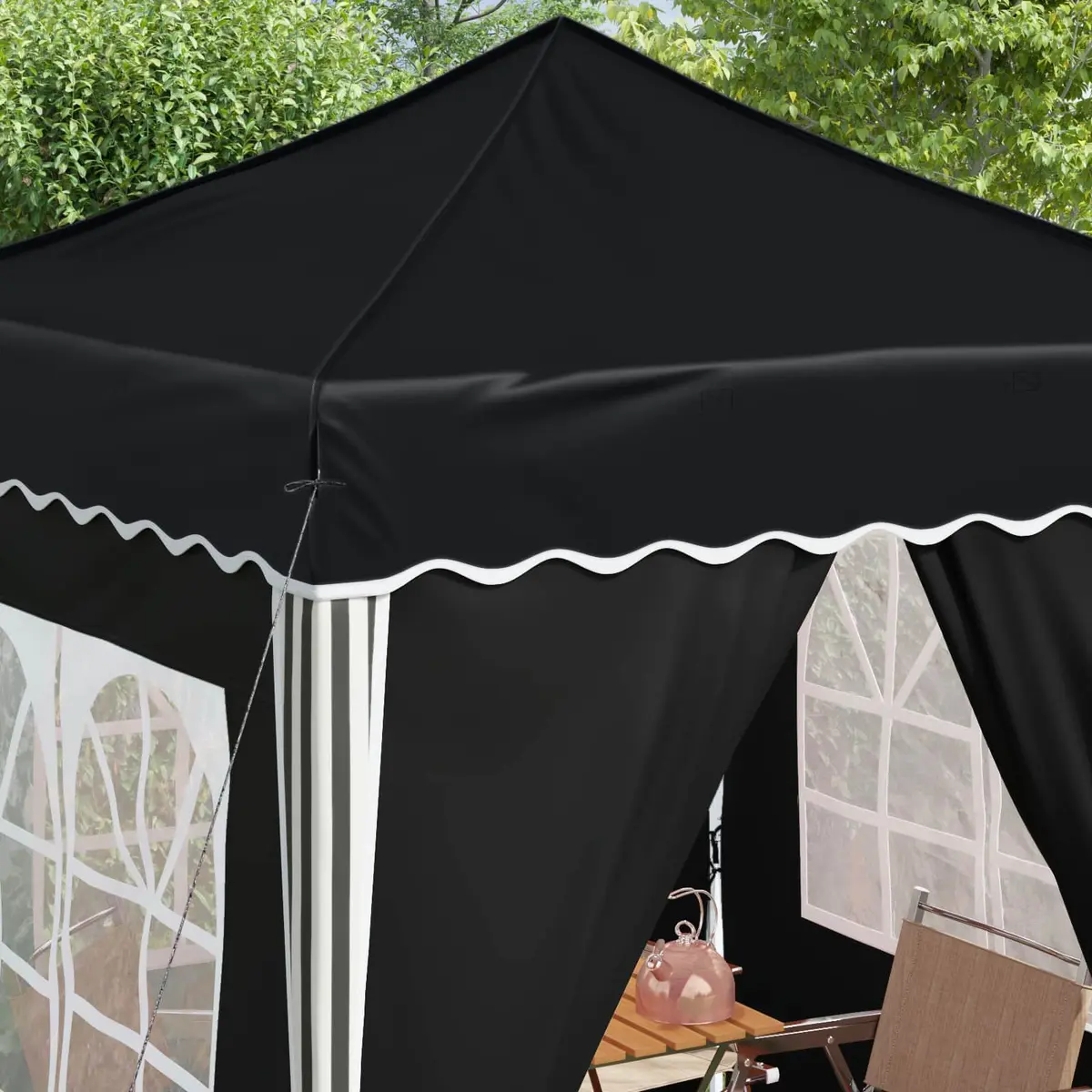Pop-up Party Tent Adjustable Height 195x195x245cm Outdoor Canopy Gazebo Anthracite