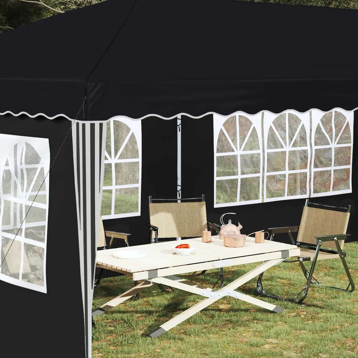 Pop-up Party Tent Quick Setup Waterproof 575x289x245cm Anthracite Outdoor Garden Canopy