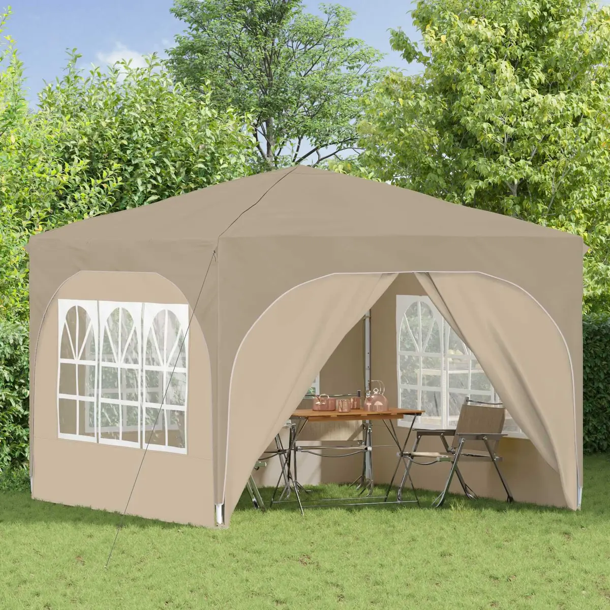 Pop-up Party Tent Adjustable Height 290x290cm Cream