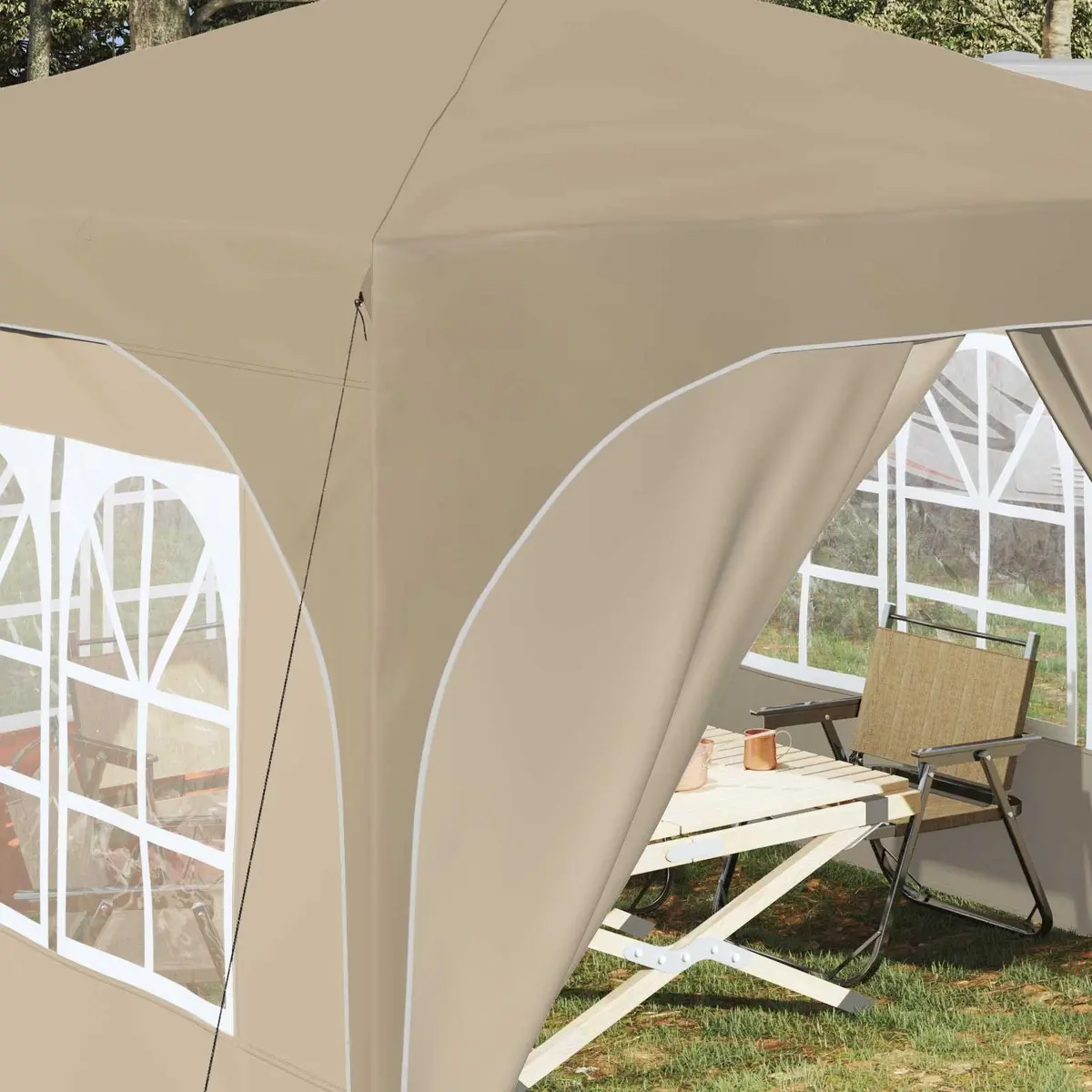 Pop-up Party Tent Adjustable Height 290x290cm Cream