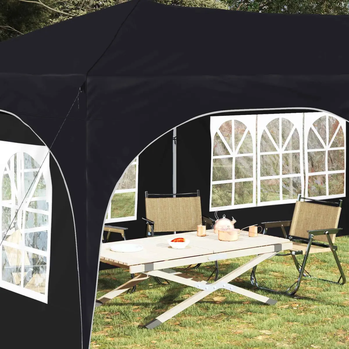 Pop-up Party Tent Adjustable Height 575 x 288 x 245 cm Outdoor Canopy Gazebo