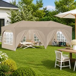 Pop-up Party Tent 575 x 288 x 245 cm Cream Oxford Fabric Outdoor Canopy Gazebo