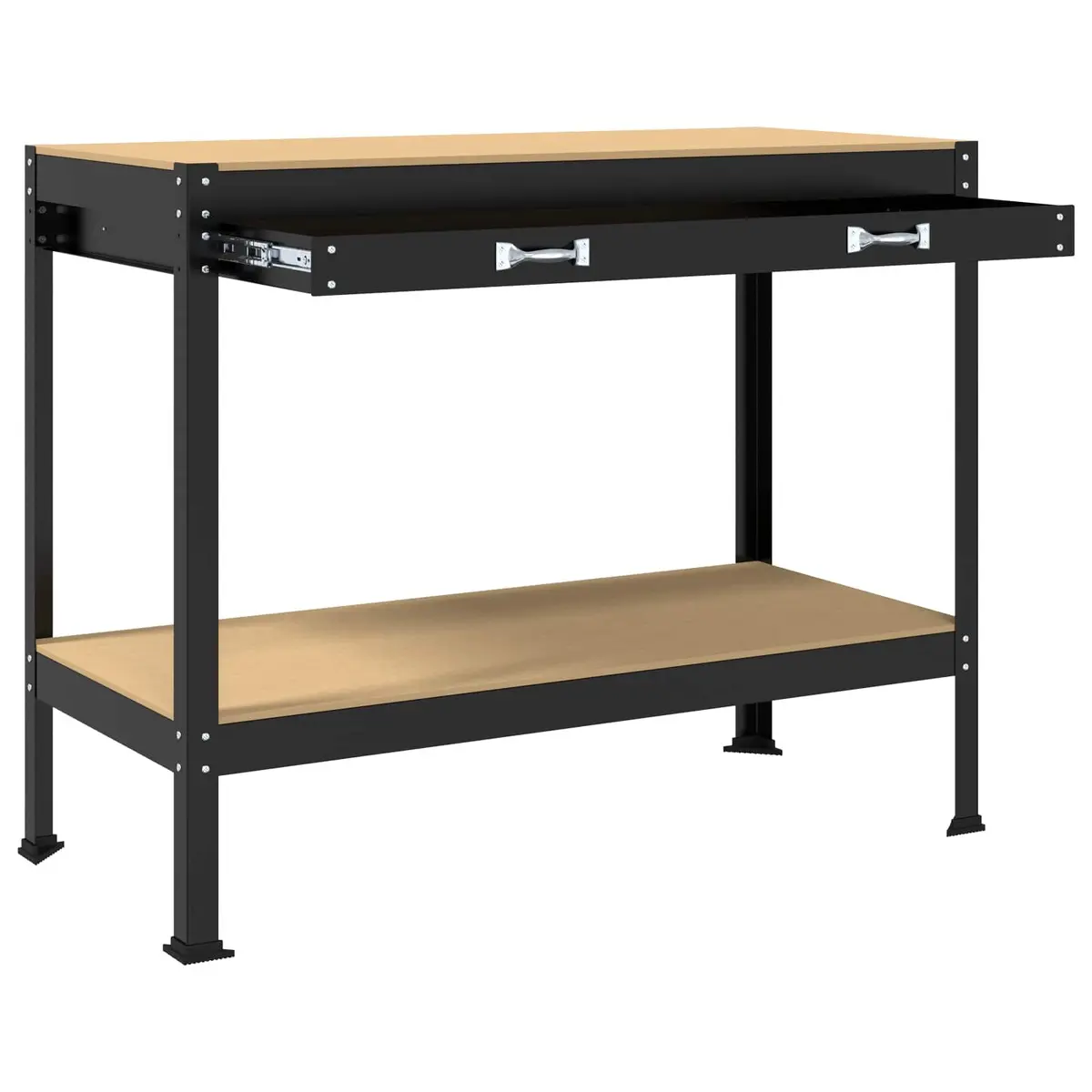 Workbench Black Engineered Wood Metal Frame 114 x 54 x 91 cm
