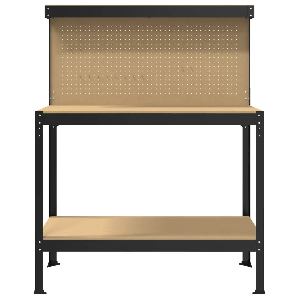 Workbench Black Engineered Wood Metal Frame 114 x 54 x 145 cm