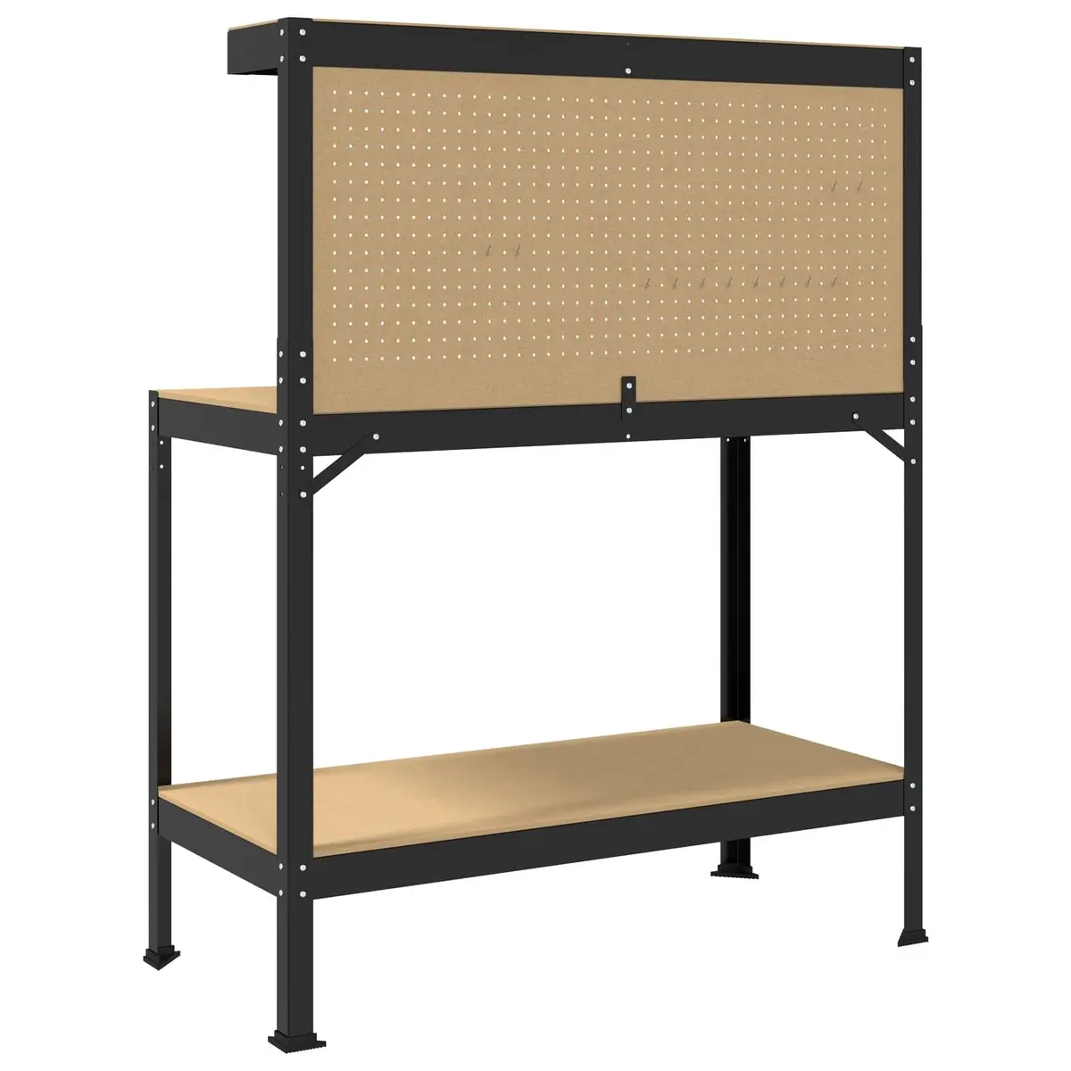 Workbench Black Engineered Wood Metal Frame 114 x 54 x 145 cm