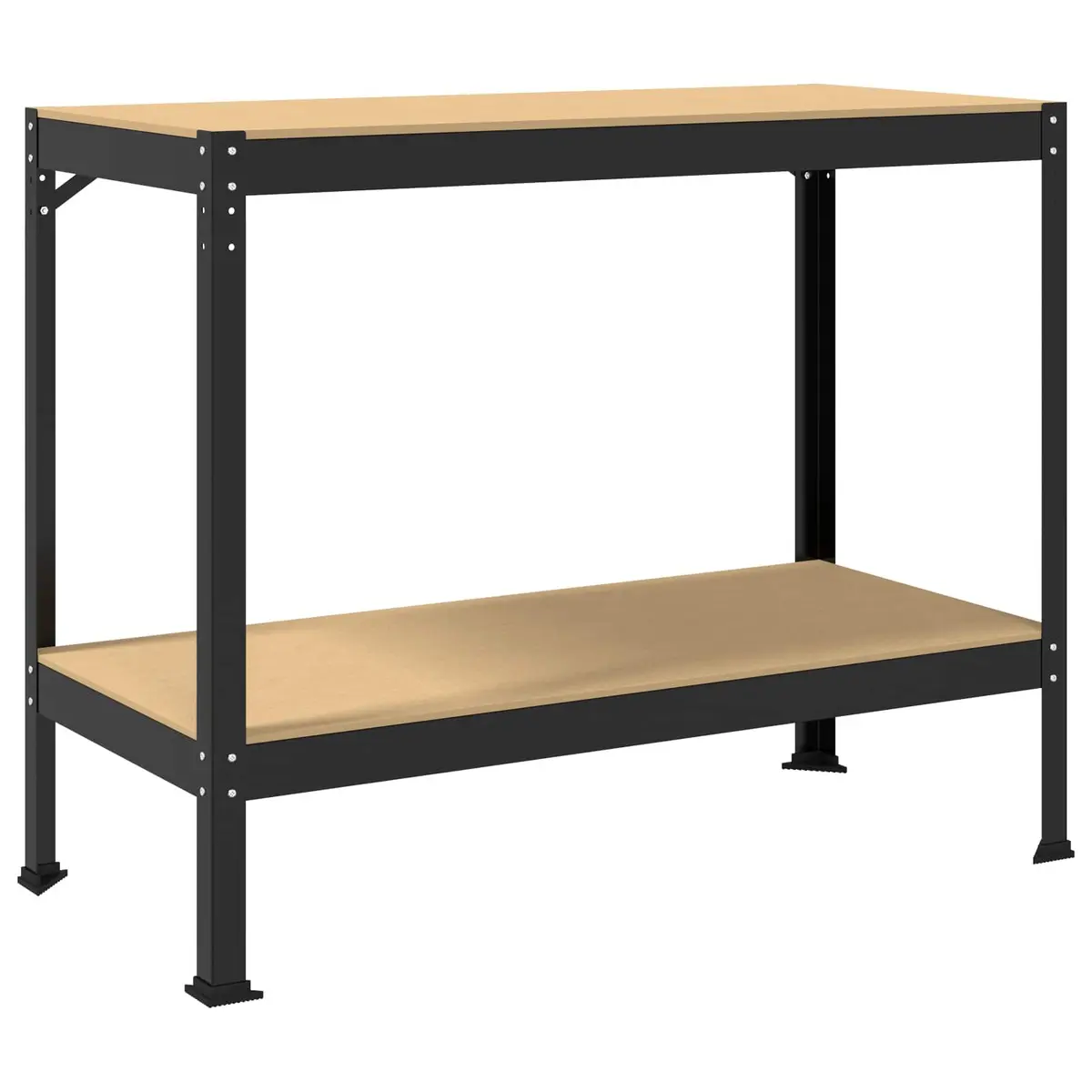 Workbench Black Engineered Wood Metal Frame 115 x 55 x 91 cm with Pegboard Drawer