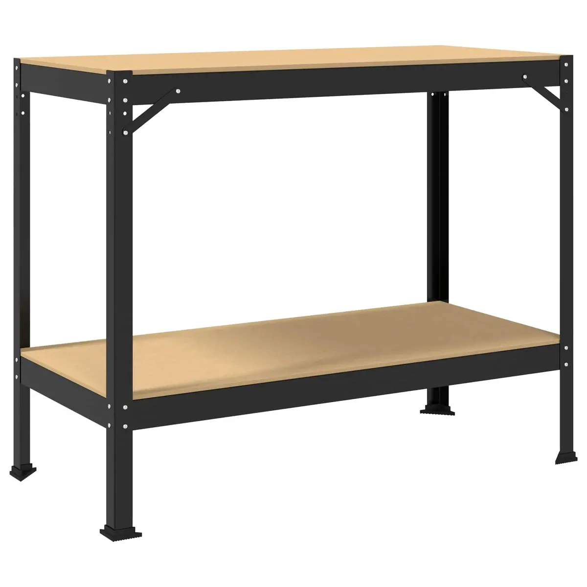 Workbench Black Engineered Wood Metal Frame 115 x 55 x 91 cm with Pegboard Drawer