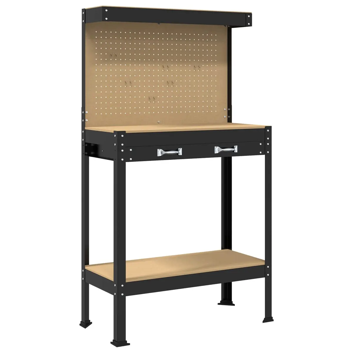 Black Workbench 81 x 41 x 145 cm for DIY Projects