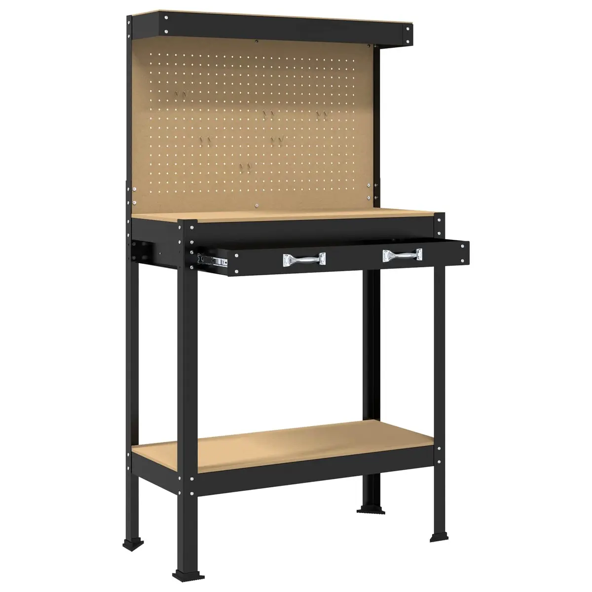 Black Workbench 81 x 41 x 145 cm for DIY Projects