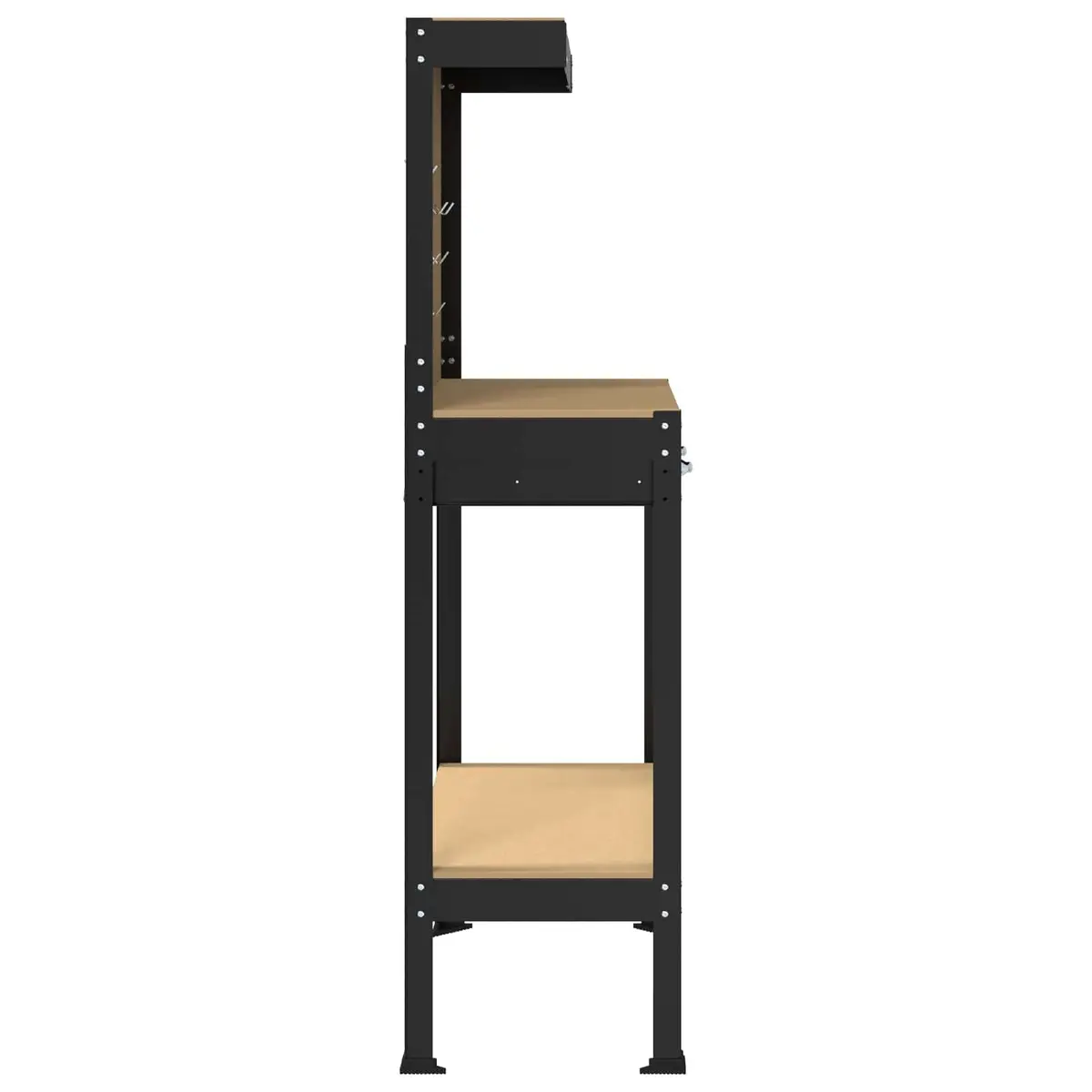 Black Workbench 81 x 41 x 145 cm for DIY Projects
