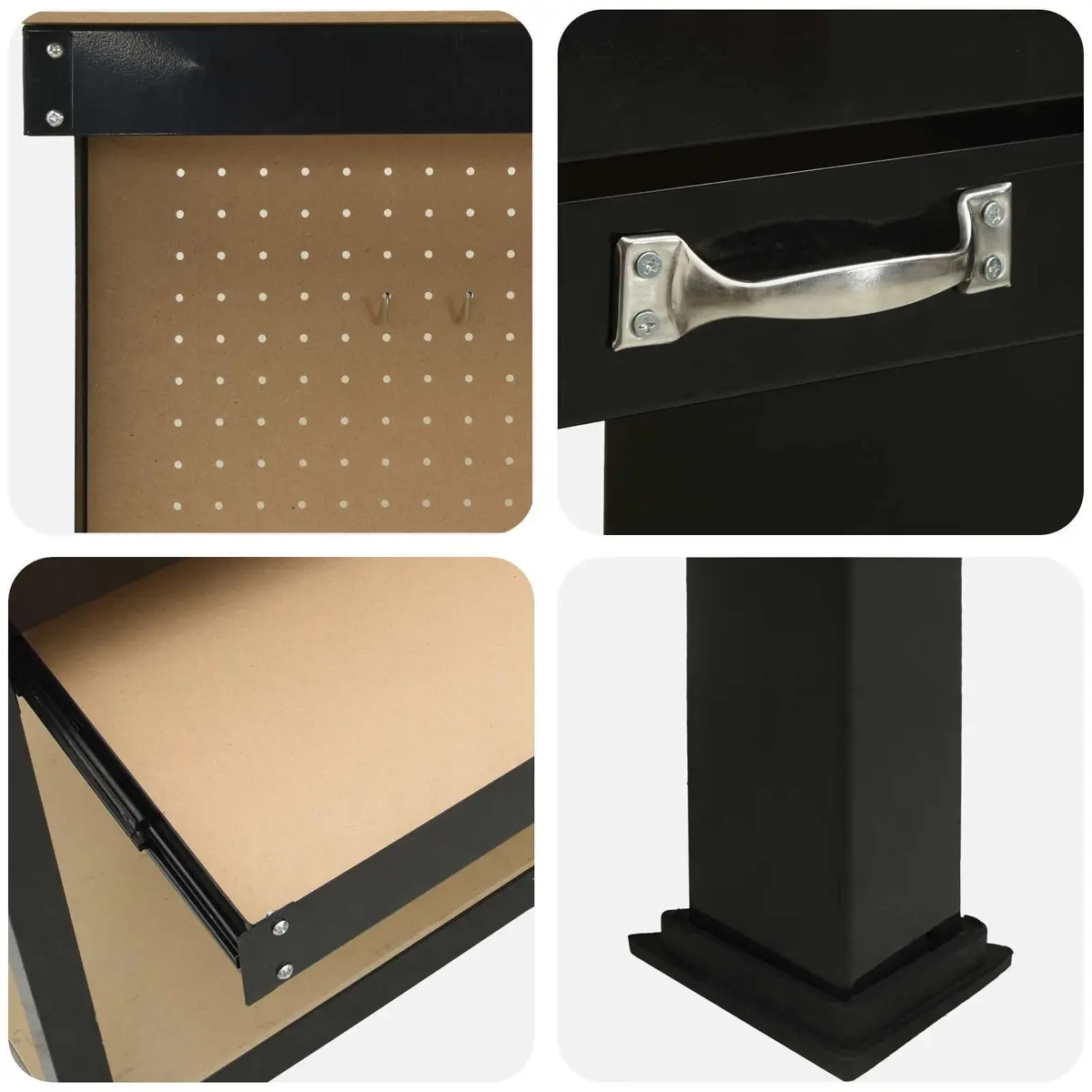 Black Workbench 81 x 41 x 145 cm for DIY Projects